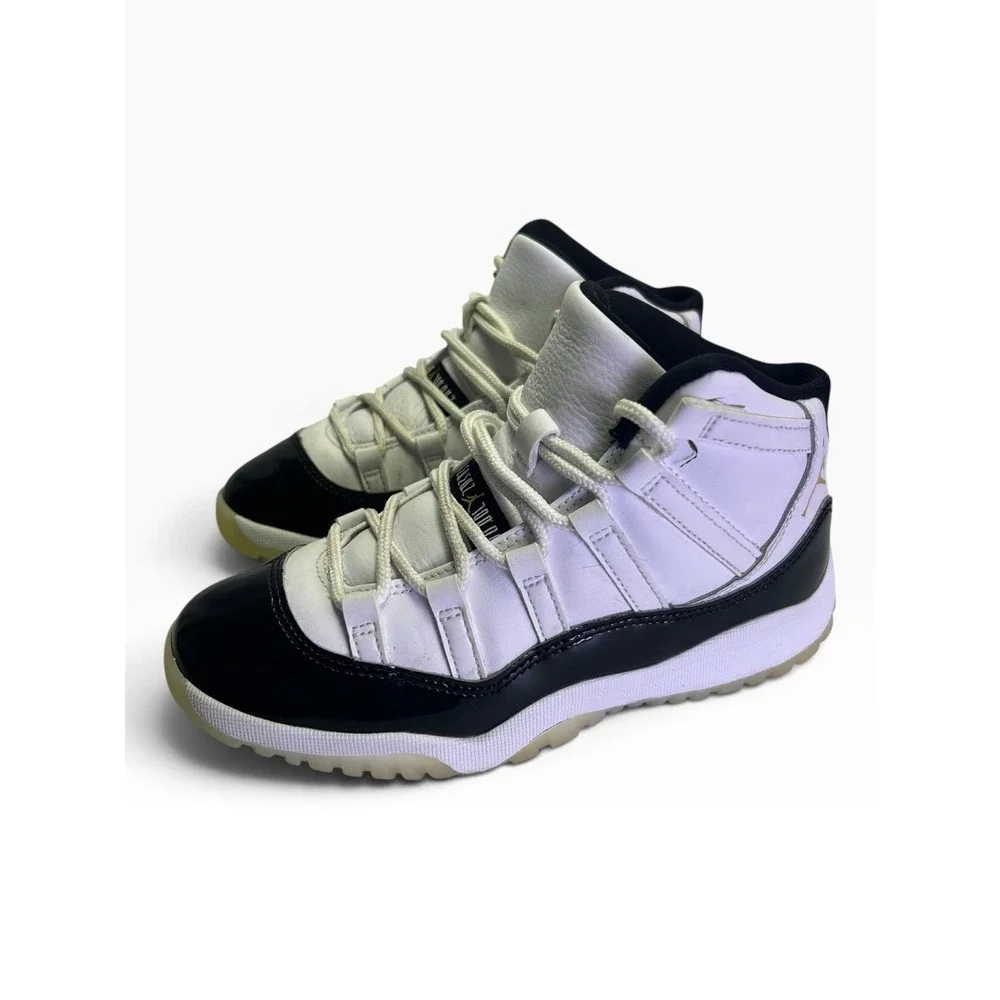 Nike Air Jordan 11 Retro Gratitude DMP White Black Gold 378039-170 Size 2.5Y GS